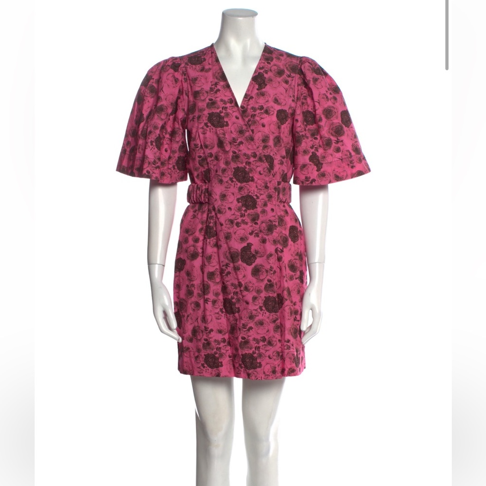 GANNI pink wrap dress